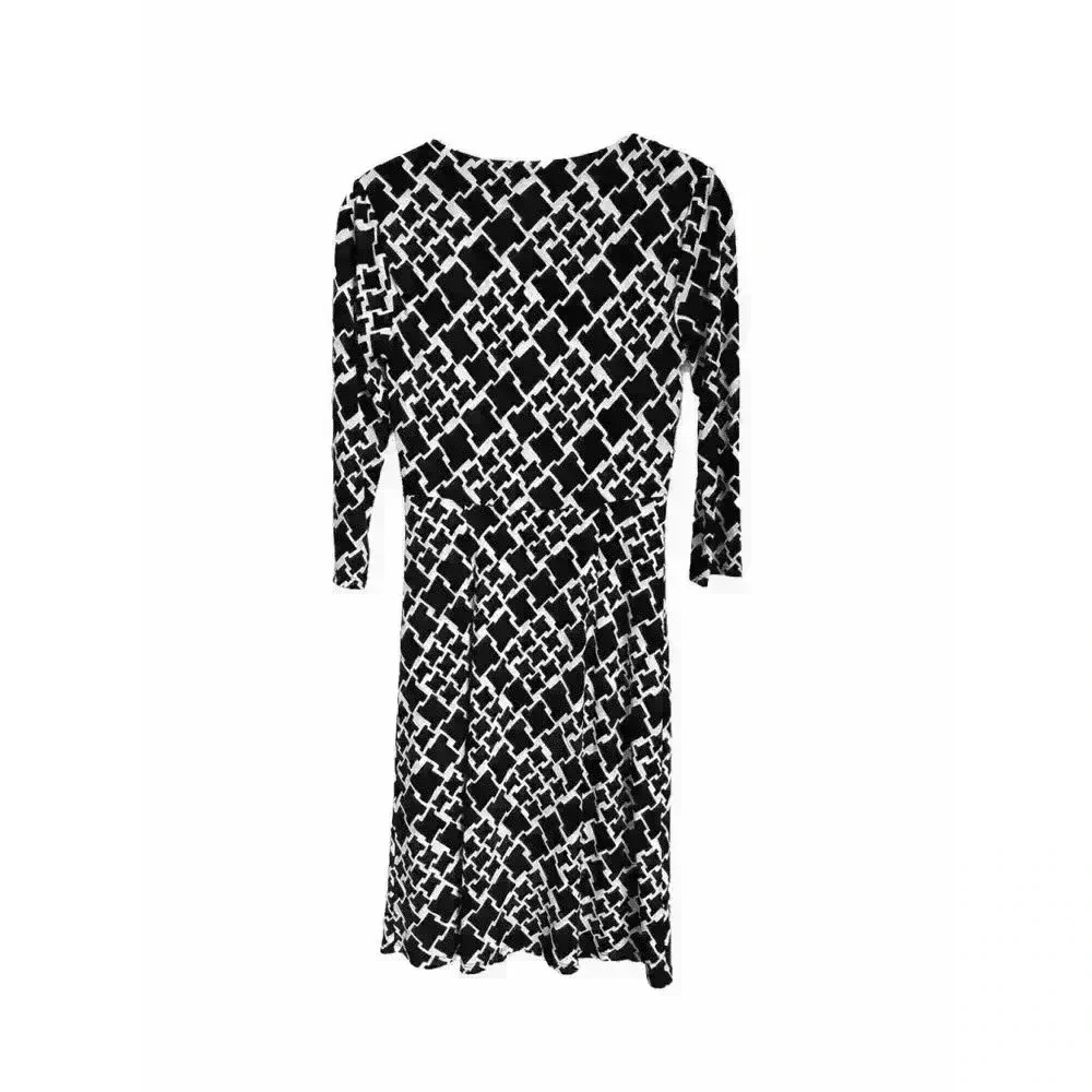 White House Black Market Houndstooth Knit Dress | Women's Size 00 - 3/4 Sleeve - Picture 2 of 8